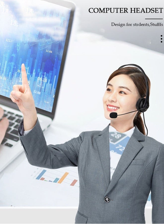 سماعات رأس مزودة بميكروفون وخاصية إلغاء الضوضاء، مثالية للمكاتب والاجتماعات والمحادثات ومراكز الاتصال. سماعات رأس مريحة تغطي الأذن بالكامل مع ميكروفون دوار. - Image 3